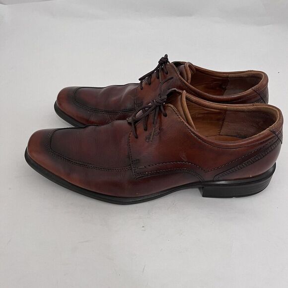 ECCO Mens 10 (EU 43) Amber Brown Leather Oxford Dress Shoes Lace Up Comfort - Picture 3 of 7